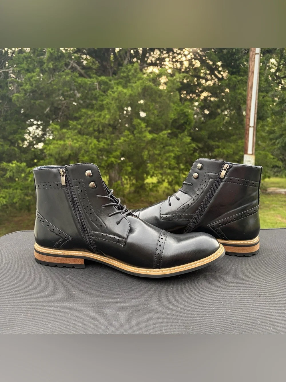 NWOT Bruno Marc Bergen Black Leather Chukka Boots Sz 14